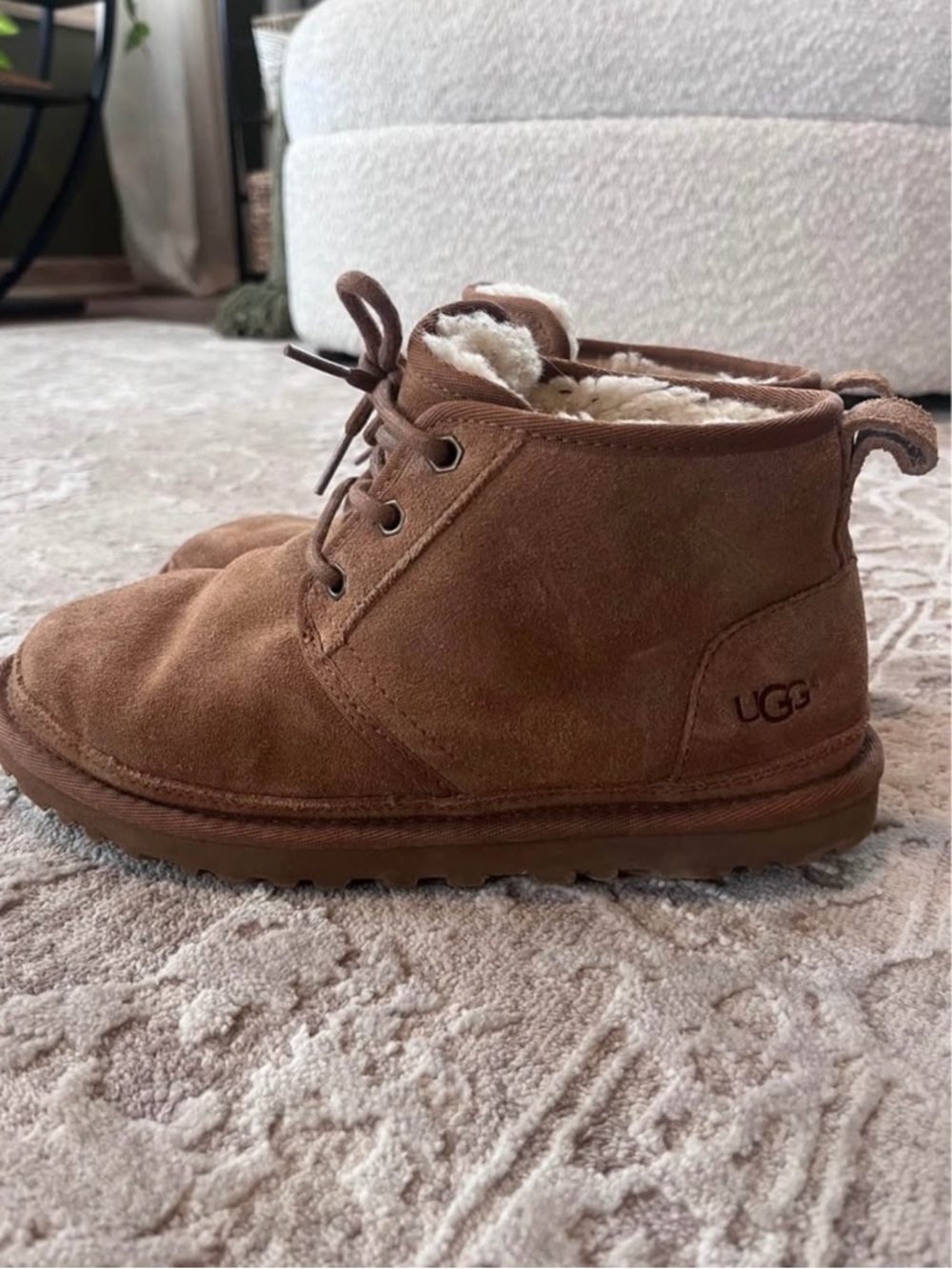 UGG Chestnut Suede Lace-Up Ankle Boots